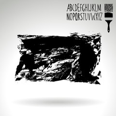 Black brush stroke and texture. Grunge vector abstract hand - painted element. Underline and border design.