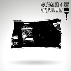 Black brush stroke and texture. Grunge vector abstract hand - painted element. Underline and border design.