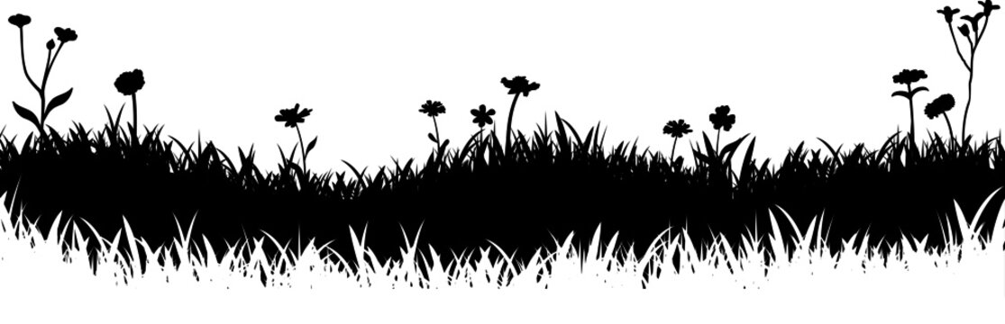 Meadow Grass Nature Silhouette Background Vector