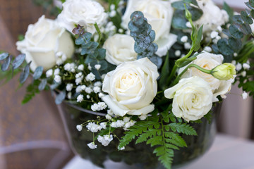A bouquet of White Roses. White roses Flower Arrangem