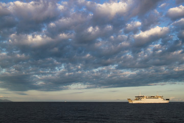 Ferry on the sea transport route