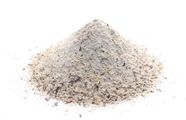 Buckwheat integral flour isolated on white background 