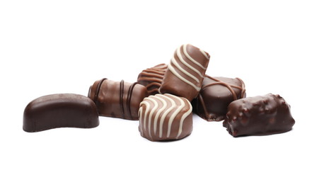 Chocolates isolated on white background