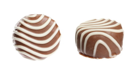 Chocolate, candy isolated on white background, macro and clipping path