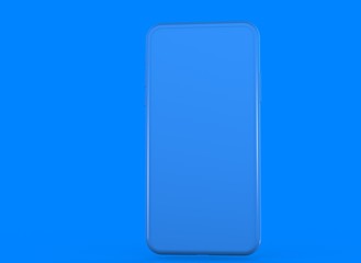 New smartphone with blank screen isolated Flat 3d