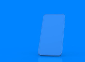 New smartphone with blank screen isolated Flat 3d