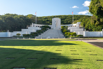 Monument in the National Memorial Cemetery of the Pacific in punchbowl crater on Oahu, Hawaii © steheap