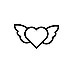 happy valentines day heart with wings line style