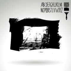 Black brush stroke and texture. Grunge vector abstract hand - painted element. Underline and border design.