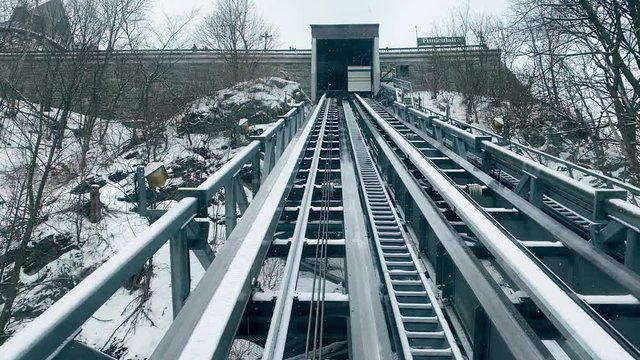 Quebec City Funicular Railway From The Inside.