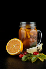 Best christmas seasonal cocktail – citrus grog with liquor, honey and orange