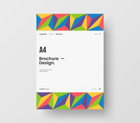 Amazing business presentation vector A4 vertical orientation front page mock up. Modern corporate report cover abstract geometric illustration design layout. Company identity brochure template.