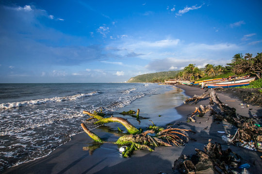 Black sand beach of Jamaica scenic destination discovery