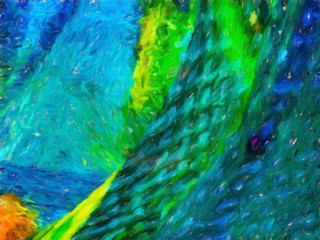 Abstract painting graphic fractal art. Creative template for decor backgrounds of covers, web banners, invitations or cards. Surreal bright print in digital oil and acrylic mixed impressionism style.