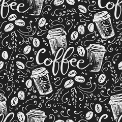 Deurstickers Koffie Koffie naadloos patroon