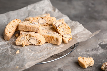Sweet almond cookies on table