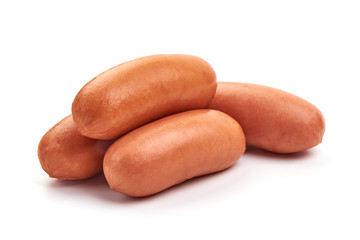 Boiled sausages, isolated on white background