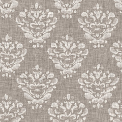 Ragged worn aging beige canvas burlap tan wrinkled crumpled noisy graphical tile. Stained distressed mottled worn effect weathered damaged folk design. Seamless repeat raster jpg pattern swatch.