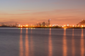 Fototapeta na wymiar Kuwait city view from ali baba beach in gulf street,kuwait