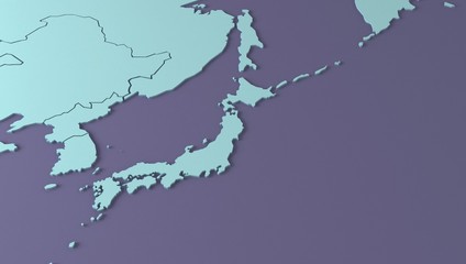 3d render asia countries map. detailed asia country background. asia map.