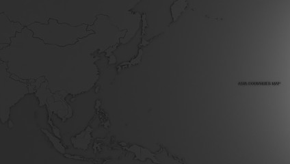 3d render asia countries map. detailed asia country background. asia map.