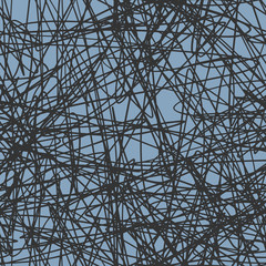 Sketchy hand-drawn scribble vector seamless pattern. Grey pattern on blue background - for wallpaper, paper, fabric, textile design