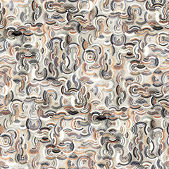 Faded brushed watercolor dyed effect geo graphical motif. Mottled worn distressed concentric circles in squares. Seamless repeat raster jpg pattern swatch.