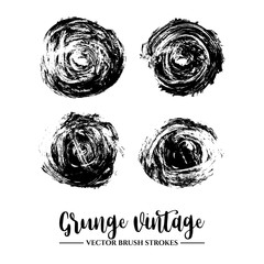 Set of black brush stroke and texture. Grunge vector abstract hand - painted element. Underline and border.