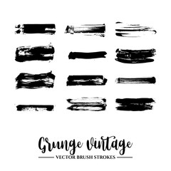 Set of black brush stroke and texture. Grunge vector abstract hand - painted element. Underline and border.