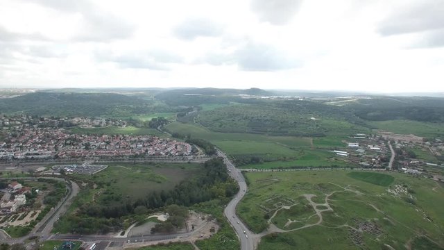 Aerial overview of modern and ancient Beit Shemesh. Israel. DJI-0126-10