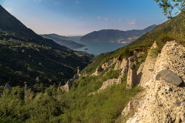 Monument rocks at lake Iseo