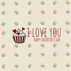 Pastel, cupcake, amor, happy valentine's day.
