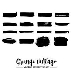 Set of black brush stroke and texture. Grunge vector abstract hand - painted element. Underline and border.