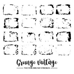 Set of black brush stroke and texture. Grunge vector abstract hand - painted element. Underline and border.