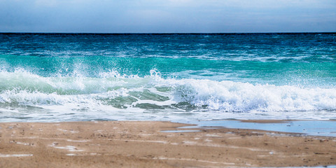 summer sea with blue water wave