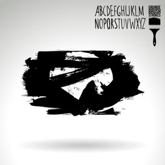 Naklejka premium Black brush stroke and texture. Grunge vector abstract hand - painted element. Underline and border design.