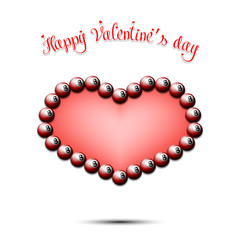 Happy Valentines Day. Heart made of billiard balls