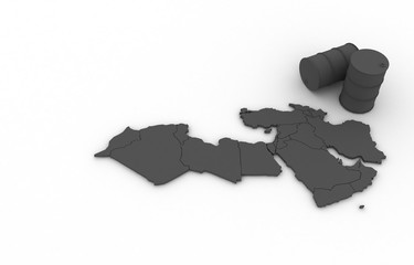 arab map. 3d rendering middle east countries map. 
