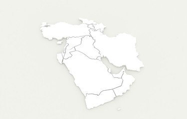 Fototapeta na wymiar arab map. 3d rendering middle east countries map. 
