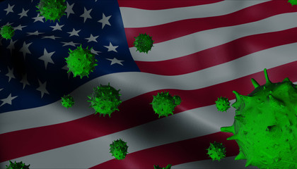 Corona Virus Outbreak with United States Flag - Coronavirus Concept Flag - Coronavirus Concept.