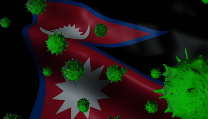 Corona Virus Outbreak with Nepal Flag - Coronavirus Concept Flag - Coronavirus Concept.