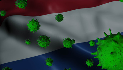 Corona Virus Outbreak with Netherlands Flag - Coronavirus Concept Flag - Coronavirus Concept.