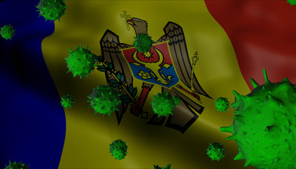 Corona Virus Outbreak with Moldova Flag - Coronavirus Concept Flag - Coronavirus Concept.