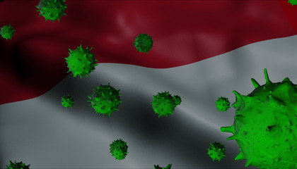 Corona Virus Outbreak with Monaco Flag - Coronavirus Concept Flag - Coronavirus Concept.