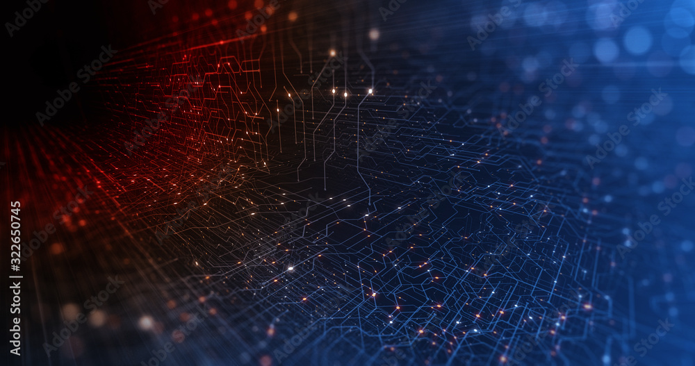 Poster circuit board, motherboard, digital chip. tech science background. integrated communication processo
