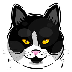 Grunge Background With A Stylized Cat Face Theme. Illustration Suitable For Greeting Card, Poster Or T-shirt Printing.