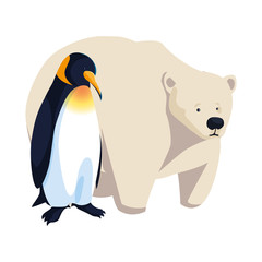 arctic animals in a white background