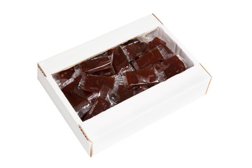 Marmalade in a white box isolated on a white background.