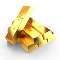 Gold ingots - bank/ treasure/ weath concept - 3D illustration