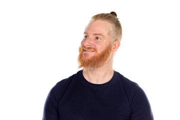 Fototapeta premium Red haired man with long beard thinking